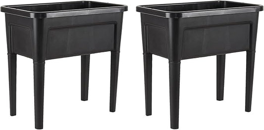 2 Pcs Plastic Raised Garden Beds with Legs，16 Gallon Outdoor Elevated Garden Planter Box，Perfect for Flowers, Vegetables, and Herbs