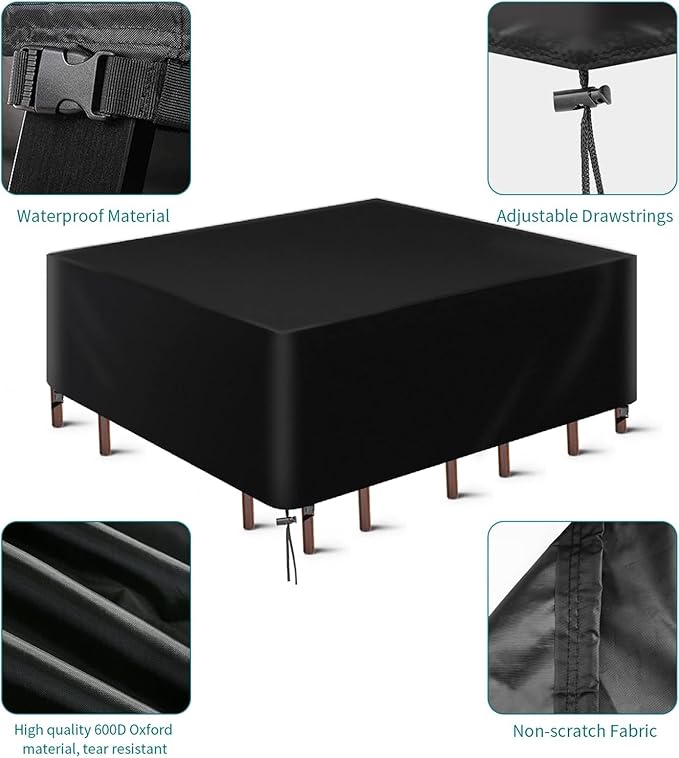LCOGD Patio Furniture Cover,Outdoor Furniture Covers Waterproof General Purpose, Outdoor Sofa Sets Covers Heavy Duty Windproof Anti-UV135.5”Lx83”Wx30”H