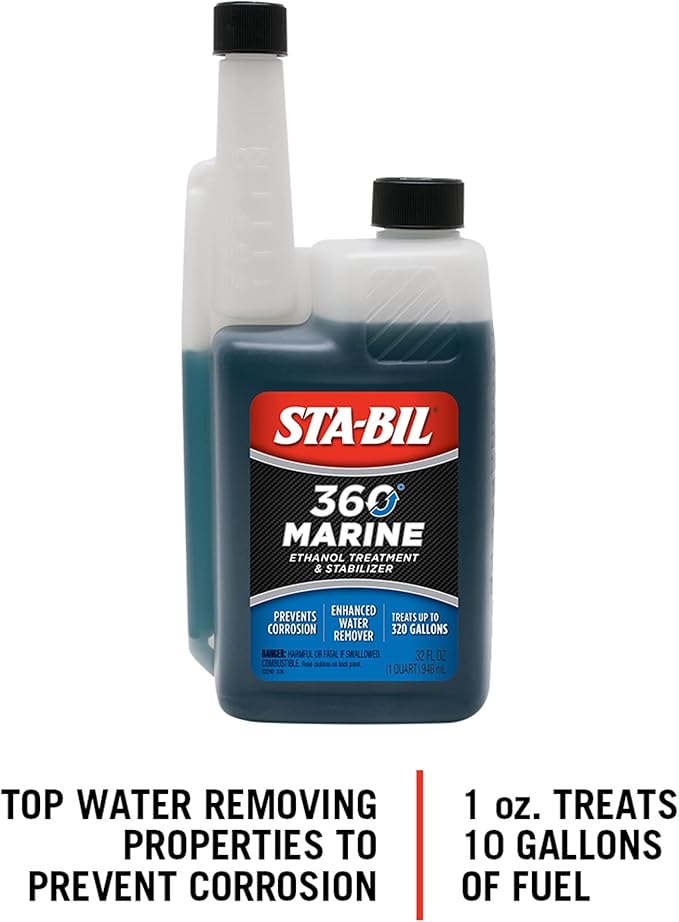 STA-BIL 360 Marine Ethanol Treatment & Fuel Stabilizer - Prevents Rust and Corrosion, Helps Clean Fuel System For Improved In-Season Performance, Treats Up To 320 Gallons, 32oz (22240) , Blue