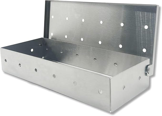 Realcook Wood Chips Smoker Box: Stainless Steel BBQ Smoking Box | Grilling Basket Smoker Firebox Accessories for Indoor & Outdoor Charcoal Gas Grill