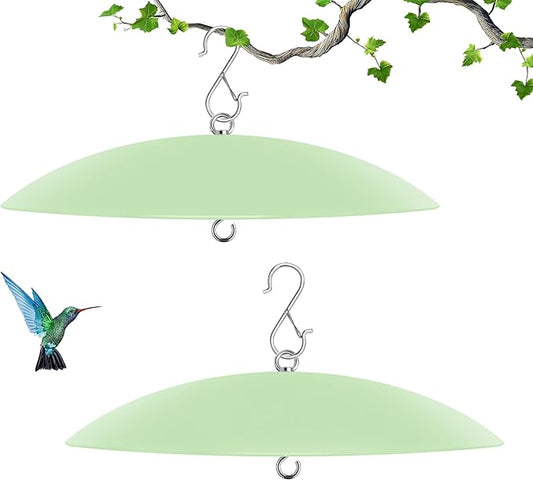 13" Bird Feeder Rain Guard, Hummingbird Feeder Shade Dome Cover, Hanging Squirrel Baffle for Bird Feeder Pole (Light Green), 2 Pack