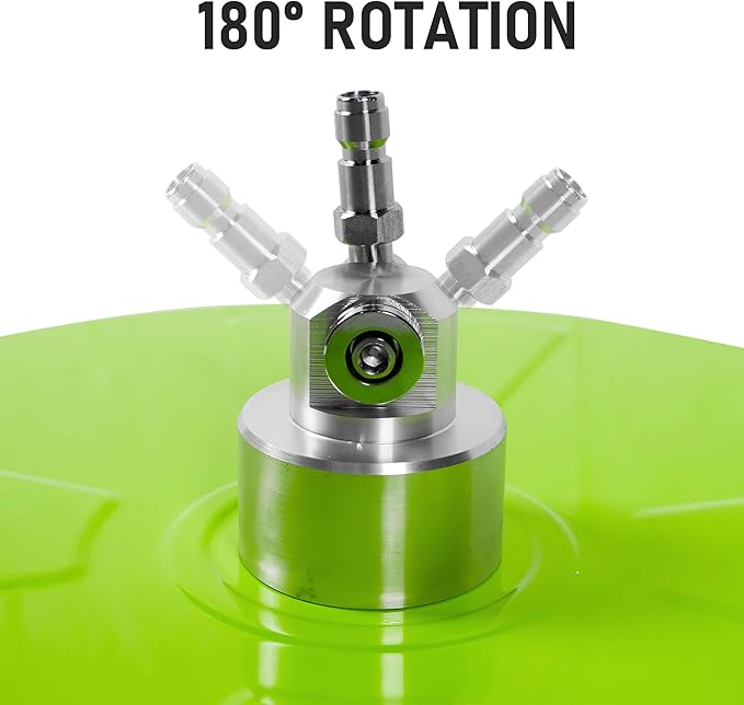 14" Pressure Washer Surface Cleaner with 4 Wheels, Coated Green Stainless Steel Power Washer Surface Cleaner for Driveway Sidewalk Patio, 1/4" Quick Connector 2 Extension Wand, 4000 PSI