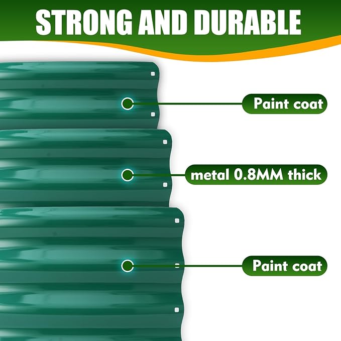 17" Tall Elevated Round Metal Rised Garden Bed- 2.7'x2.7' in Size and 0.8MM Thick Durable Planter Box for Vegetables Flowers Succulent at Patio/Garden Outdoor (Dark Green, 2.7FT Diameter)