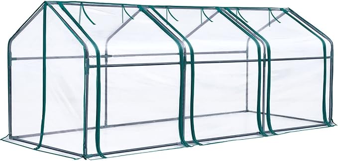 Quictent Portable Mini Cloche Greenhouse w/ Elevated Bottom, Reinforced High Light Transmission Waterproof UV-Resistant Hot House for Indoor Outdoor, w/ 50 T-Shaped Plant Tag, 95" x 36" x 36" (Clear)