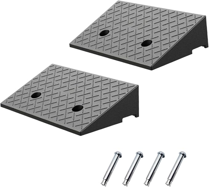 2 Pack 6'' Rise Rubber Curb Ramp Heavy Duty Loading Rubber Curb Ramps 3 Tons Driveway Ramp Car Slope Ramp for Loading Dock Bike Vehicle Warehouse Sidewalk Wheelchair (6" H)