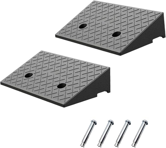 2 Pack 5'' Rise Rubber Curb Ramp Heavy Duty Loading Rubber Curb Ramps 3 Tons Driveway Ramp Car Slope Ramp for Loading Dock Bike Vehicle Warehouse Sidewalk Wheelchair (5" H)