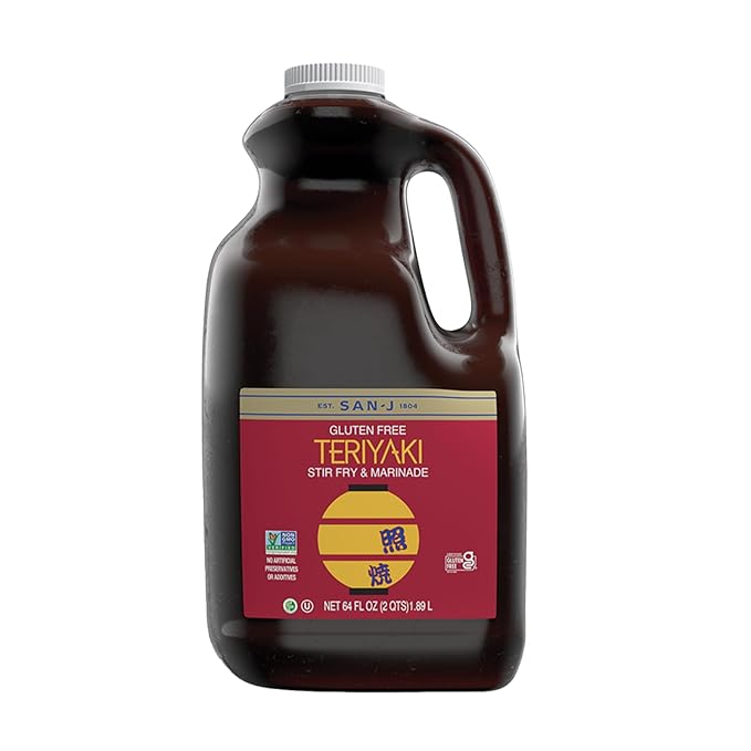 San-J - Gluten Free Teriyaki Sauce - Well-balanced Sauce for Cooking - Non-GMO - 64 oz. Container