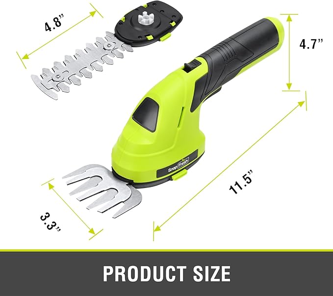 SnapFresh Hedge Trimmer Cordless & Electric Grass Shear - 2 in 1 Handheld Bush Trimmer, Small Grass Trimmer with Battery & Type-C Cable, Lightweight Shrub Trimmer for Garden
