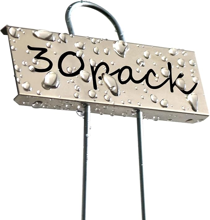 Plant Labels Metal Stainless Steel Garden Plant Markers Weatherproof Garden Stake Tag Plant Tags with Pen for Outdoor Seedling Flower Herb Vegetable Greenhouse(30 Pack) (Stainless Steel)
