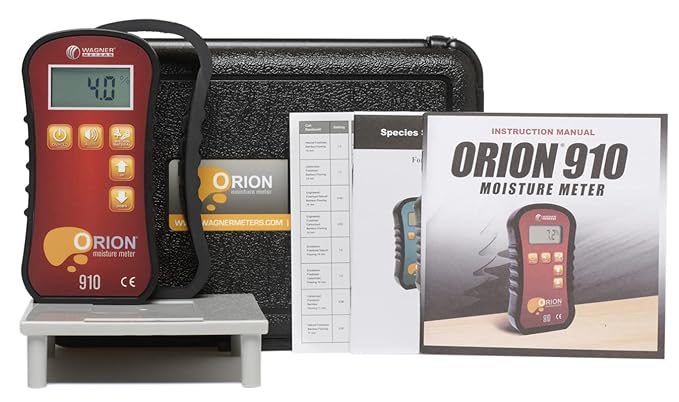 Orion® 910 Pinless Wood Moisture Meter Kit by Wagner Meters | Accurate, Non-Damaging, Deep Depth Lumber Measurement, On-site Calibration (Traceable Calibrator - NIST)