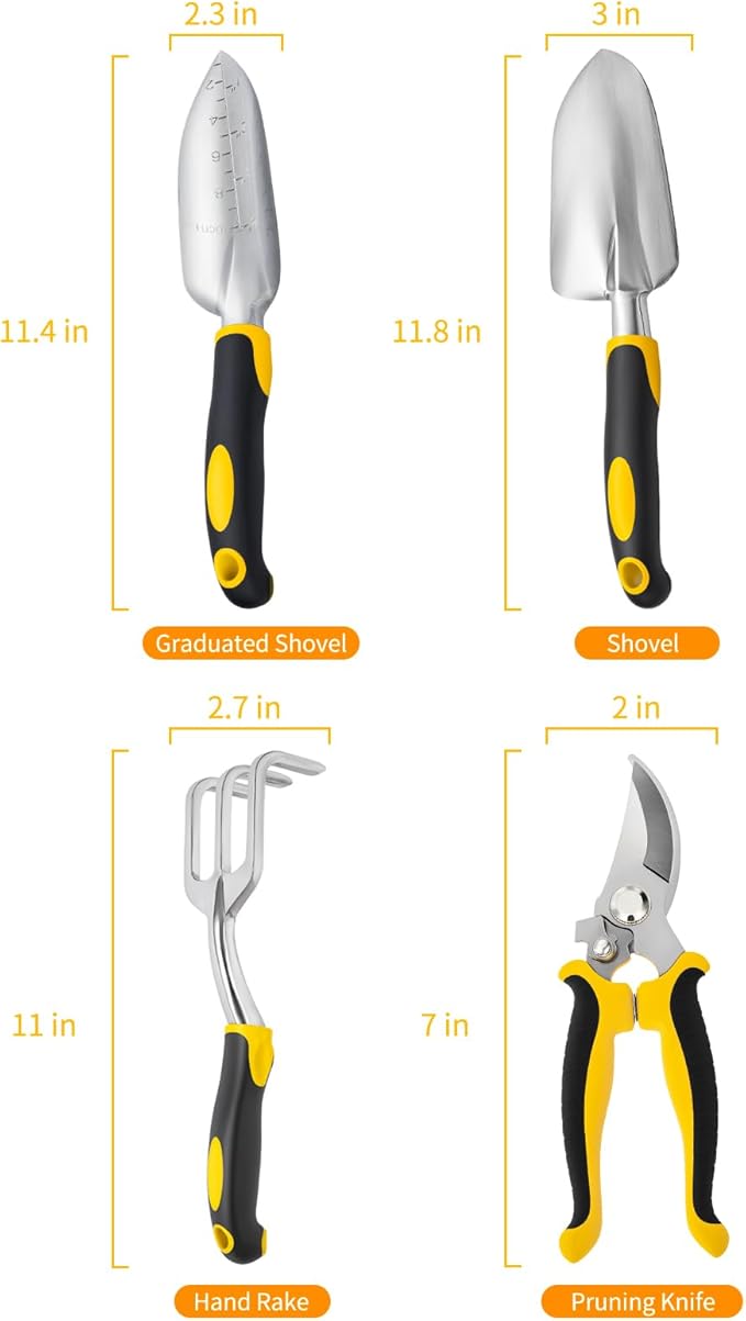 Garden Tool Set 4-Piece,Heavy Duty Aluminum Gardening Tools,Rust-Proof Gardening Hand Tools,with Non-Slip Ergonomic Handle,The Ideal Gift for Garden Enthusiasts.