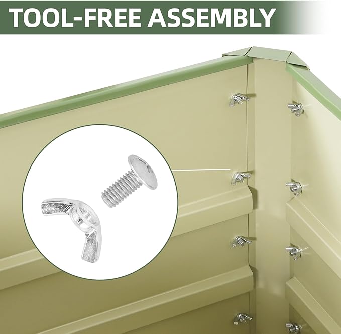 1MORE Raised Garden Bed- 4x2x1.8ft Planter Garden Boxes Outdoor, Raised Beds for Gardening, Large Metal Garden Bed Kit for Vegetables Flower, Deep Root Planter Raised Beds with Tools.Green,2pack