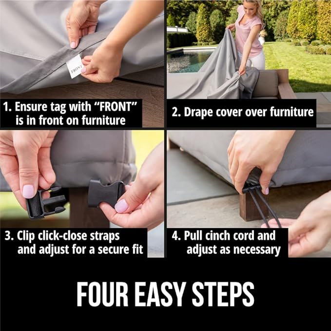 GORILLA GRIP Waterproof Medium Outdoor Patio Chair Cover, 2 Pack, 36 Inch, Adjustable Furniture Covers Sets for Winter, Keep Cushions Dry, Protects from Sun, Snow, Rain, Windproof, UV Coated