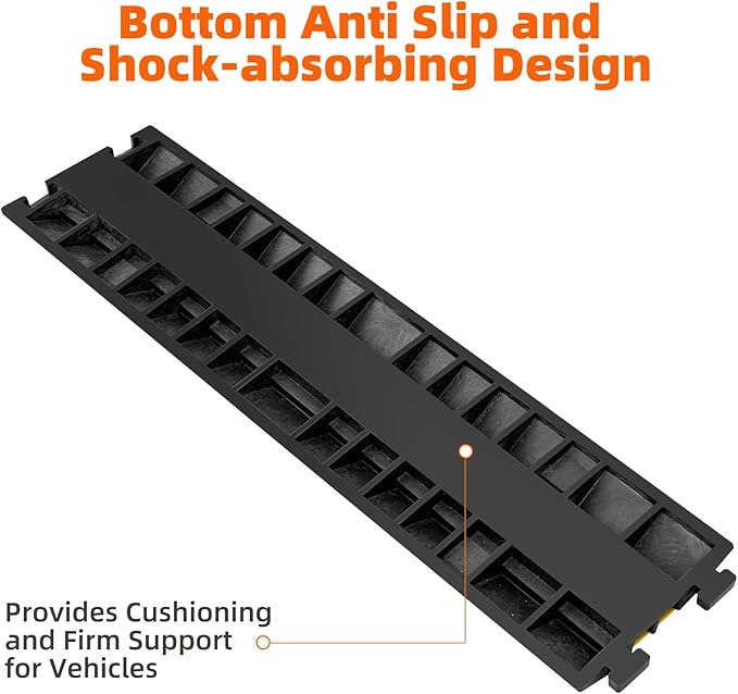 2 Channel 3 Pack Cable Protector Ramp Traffic Wire and Hose Ramp Cord Cover Heavy Duty Channels 11,000 lbs Load Capacity Cable Wire Ramps Speed Bump Driveway Cable Protective Cover