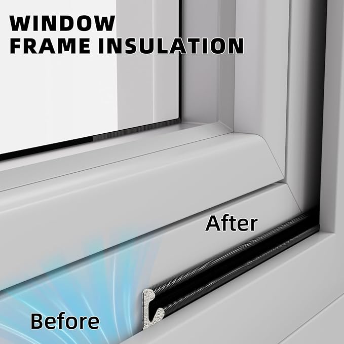 2 Pack*26 Ft Self-Adhesive V Shape Foam Window Weather Stripping Door Seal Insulation Strip for Winter, Soundproof Exterior Front Frame Gap Filler, Draft Stopper Tape Noise Light Blocker (Black)