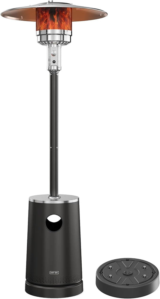 EAST OAK 55,000 BTU Patio Heater with Sand Box, Table Design, Thicker Stainless Steel Burner, Wheels, Triple Protection System, Propane Outdoor Heater for Home and Residential, Commercial Grade, Black
