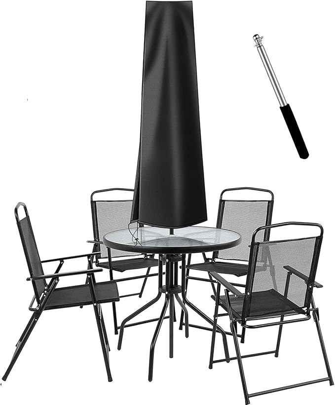 OKPOW Umbrella Covers for Outdoor Umbrellas - Small Patio Umbrella Cover for 6 ft to 9 ft Outdoor Table Umbrella - Waterproof Windproof Anti-UV Garden Parasol Covers, Black