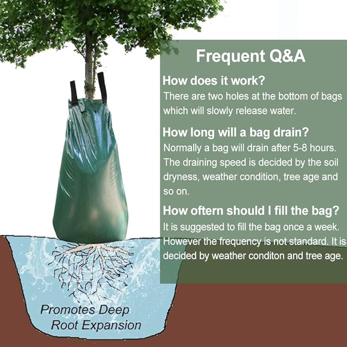 Remiawy Tree Watering Bag, 20 Gallon Slow Release Watering Bag for Trees, Irrigation Bag Made of Durable PVC Material with Zipper (3 Pack 5-8 Hours Releasing Time)