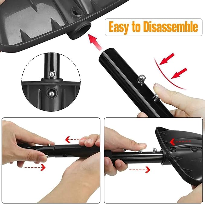 Snow Shovel 2025 Upgrade - Large Capacity Lightweight Aluminum Snow Removal Tool for Car Driveway Garden Camping Portable Parent Child Snow Play Shovel (Black)