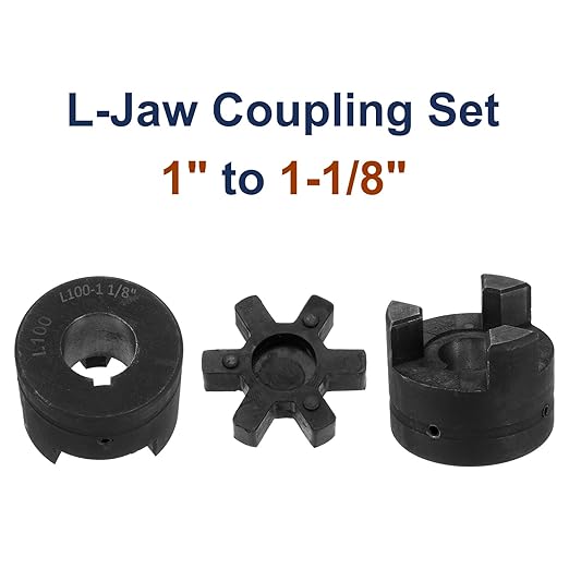 uxcell 1" to 1-1/8" L100 Flexible 3-Piece L-Jaw Coupling Coupler Set & Buna-N NBR Rubber Spider for Log Splitter Hybrid Equipment