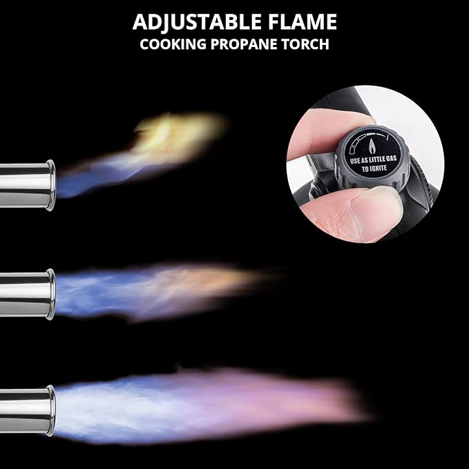 Sondiko Propane Torch with Pre-Filled Cylinder, Powerful Propane Torch Head L8010, Sous Vide, Adjustable Campfire Starter with Standard Propane Fuel Cylinder for Searing Steak, BBQ, Welding