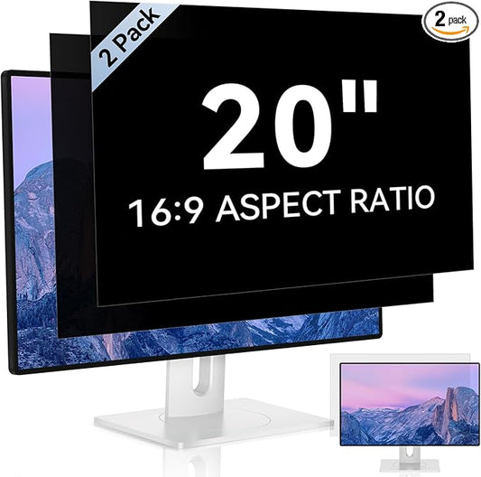 [2 Pack] 20 Inch Computer Privacy Screen for 16:9 Aspect Ratio Widescreen Monitor, Eye Protection Anti Glare Blue Light Computer Monitor Privacy Filter, Removable Anti-Scratch 20in Protector Film