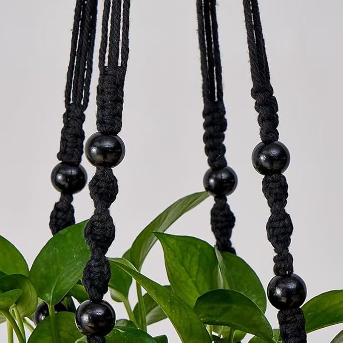 3 ft Macrame Plant Hanger Indoor Handmade Large Long Wall Window Black Hanging Planters Holder Outdoor Boho Home Decor Ceiling Basket Hangers Plants