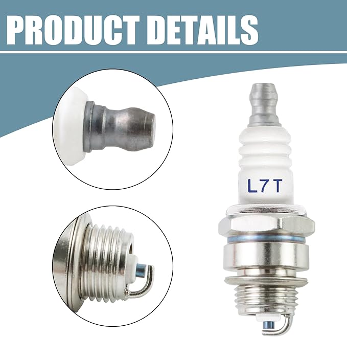3Pcs L7T Spark Plugs for 36cc 43cc 47cc 49cc 52cc 2-Stroke Small Engine Chainsaw Trimmer Mower Blower Brushcutter Replace NGK BPMR7A BPM7A Champion RCJ6Y RCJ7Y Spark Plug