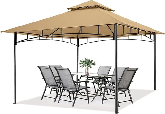 MASTERCANOPY Outdoor Garden Gazebo for Patios with Stable Steel Farme (11x11,Beige)