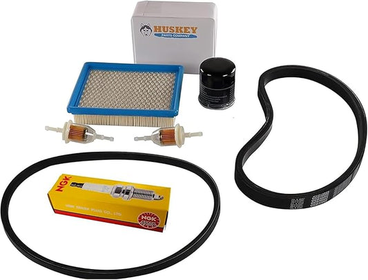 Huskey Golf Cart Tune Up Kit for Club Car DS 1993-2004 Gas W/ FE290 Kawasaki Motor, Air Filter (Flat), Oil Filter, NGK Spark Plug, 2X Fuel Filters, Clutch Drive & Starter Generator Belt (Selective)