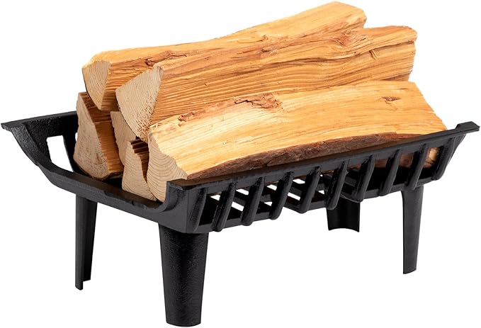 DOEWORKS 18 inch Fireplace Grate Cast Iron Fire Place Grates Heavy Duty Wood Stove Chimney Burning Rack Holder