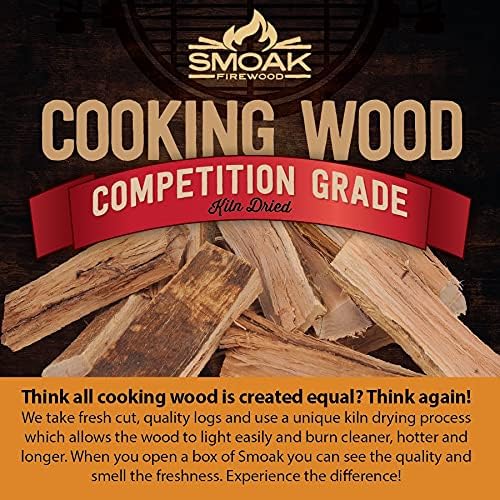 Smoak Firewood 16inch Length Premium Cooking Wood & Firewood Logs – Used for Grills, Smokers, Pizza ovens, stoves, firepits or fireplaces – USDA Certified Kiln Dried (RED Oak – 60-70lbs 16inch Wood)