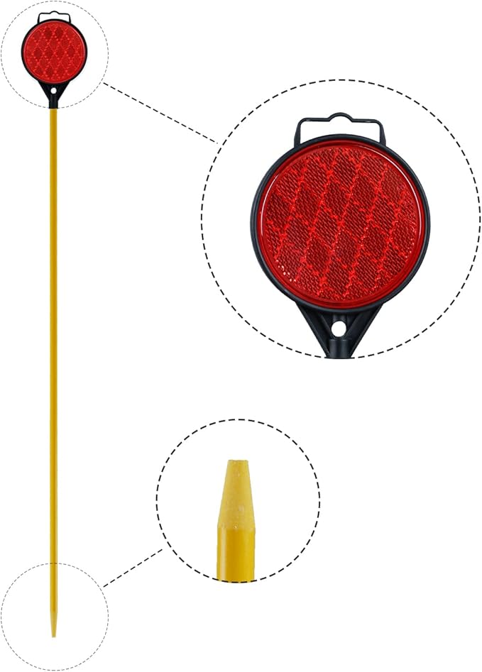 Orange Driveway Reflectors, Reflective Driveway Markers, 2-Way reflector,Snow Markers for Driveway 43 Inch Fiberglass Rod(Pack of 8)