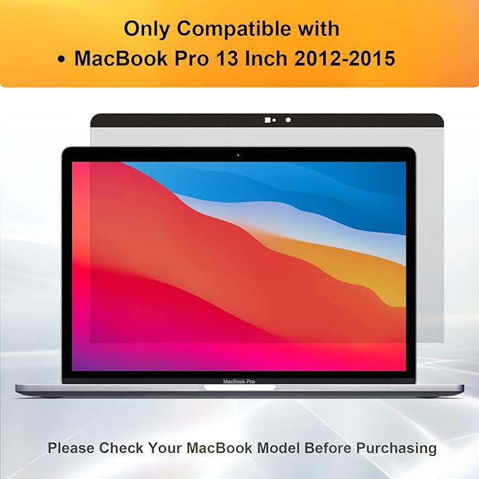 Mamol Magnetic Privacy Screen MacBook Pro 13 Inch (2012-2015), Removable Anti Blue Light Glare Filter Laptop Privacy Screen Protector with Camera Cover for Apple Mac 13'' Model (A1278,A1425, A1502)