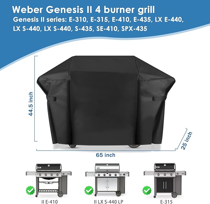 Grill Cover for Weber Genesis II 4 Burner & LX 400 Series, 65 Inch Heavy Duty & Waterproof, Outdoor Cover for Weber Summit 400 Series Grill