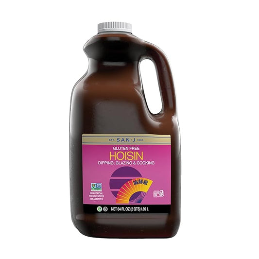San-J - Gluten Free Hoisin Sauce - Fragrant and Tasty Cooking Sauce - Non-GMO - 64 oz. Container