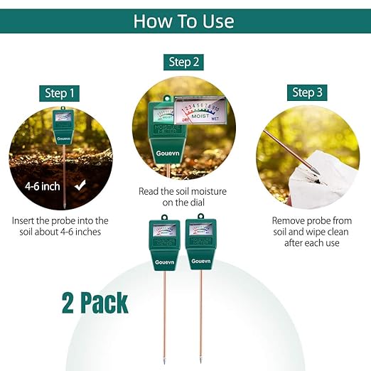 2pack Soil Moisture Meter, Hygrometer Soil Plant Water Meter, Plant Moisture Meter Indoor & Outdoor for Potted Plants, Lawns, Succulent (No Batteries Required)