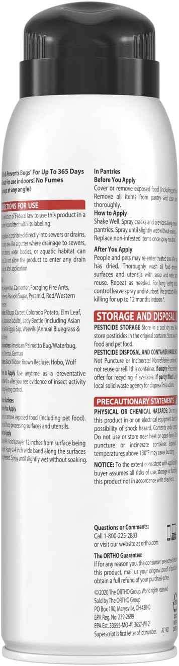 Ortho Home Defense Max Ant, Roach and Spider1: Indoor Insect Spray, Kills Ants, Beetles, Cockroaches and Spiders (as Listed), No Fumes, 14 oz.