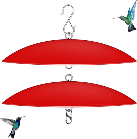 13" Hummingbird Feeder Squirrel Guard,Bird Feeder Rain Cover,Dome Squirrel Proof Bird Feeders Baffle, (Bright Red), 2Pack