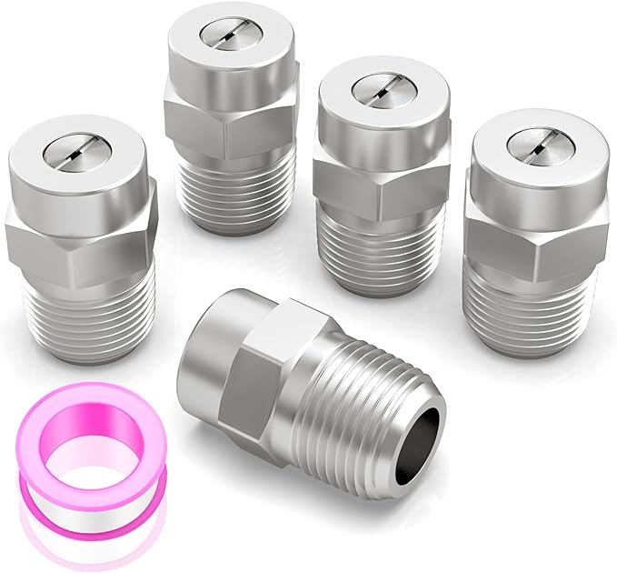25 Degree Surface Cleaner Tips, 1/4 Inch NPT Male, 2.5 Orifice, 4000 PSI Threaded Spray Nozzles, Replacement for Water Gun, Water Broom and Surface Cleaner (5-Pack)