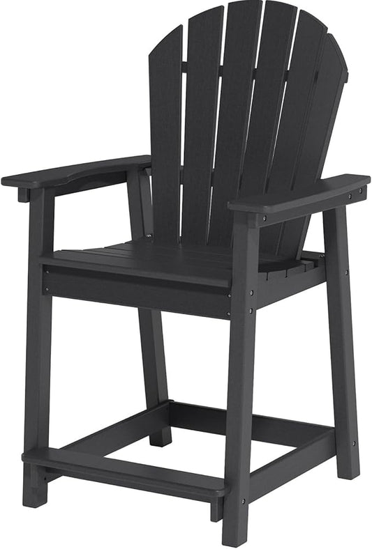 Outdoor Tall Adirondack Chair, HDPE Weather Resistant Outdoor Chair for Garden, Backyard, Poolside, Capacity 400LBS (1 PC, Black)
