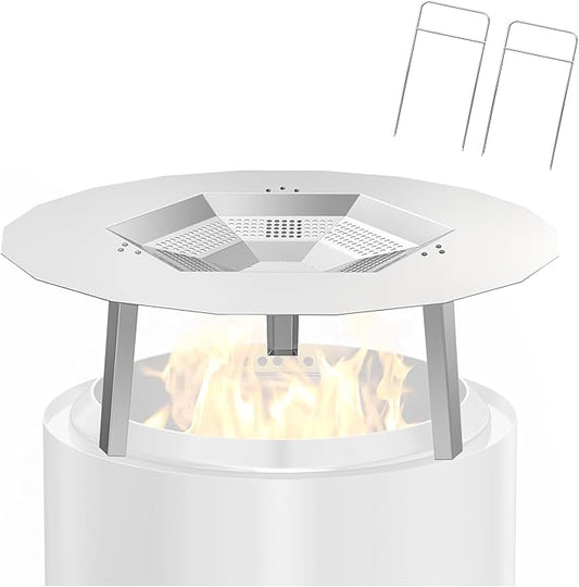 BBQ-PLUS One-Piece Heat Deflector Replacement for Solo Stove Yukon 27" Fire Pit, Stainless Steel Heat Diffuser Accessories with 3 Support Leg for Most 27 inches Outdoor/Indoor Backyard Fire Pit