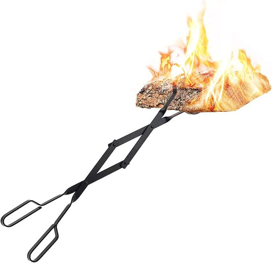Bettermade Fireplace Tongs, 26" Log Grabber for Outside, Heavy Duty Wrought Iron Firewood Tongs, Outdoor/Indoor Fire Pit Tools for Campfire Bonfire, Stove Fire Pit Accessories