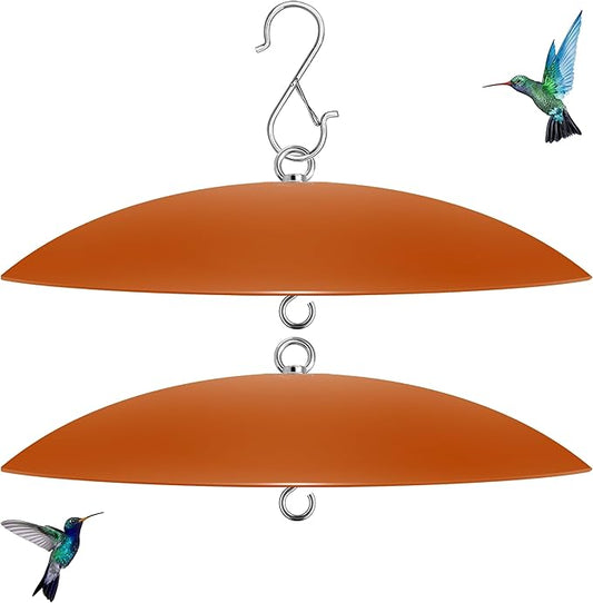 13" Hummingbird Feeder Shade Cover,Bird Feeders Dome Rain Cover,Squirrel Baffle for Shepherd's Hook Outdoors (Orange), 2 Pack