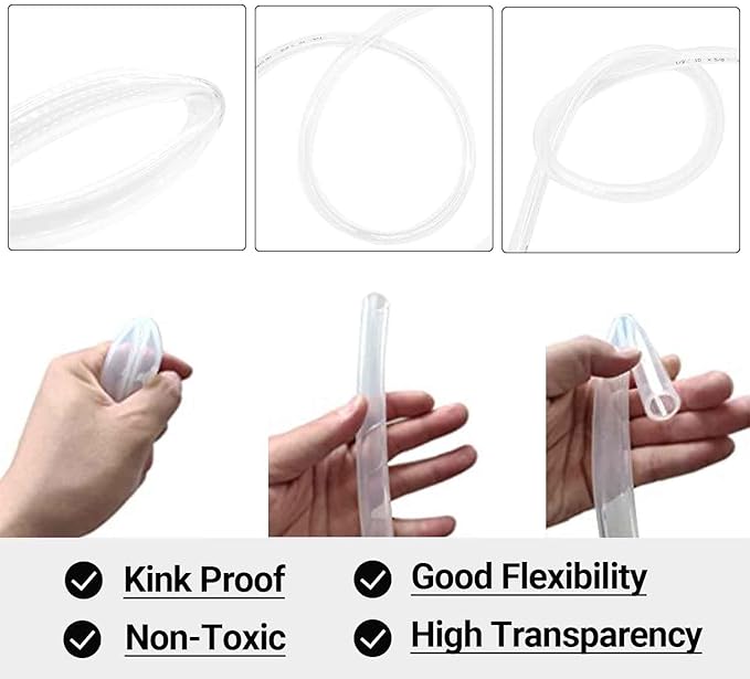 1’’ ID × 1-1/4’’ OD - 25 ft Clear Plastic Vinyl Tubing, Flexible PVC Hose Lightweight Non-Toxic vinyl Tube for Transfer Water Air Oil