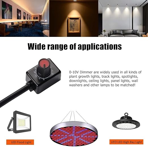 2Pack DC0/1-10V Knob LED Dimmer Mini Controller Rotary Switch PWM Dimming Off for 0-10V / 1-10V Dimmable LED Drivers Electronic Ballasts Controling Interior Light Grow Lamp