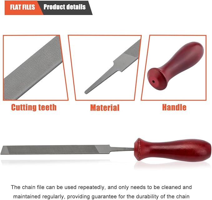 12 Pack Chainsaw File, Chain Saw Sharpener Tool, 5/32", 3/16", 7/32", 1/8", 11/64", 13/64" Round Chainsaw Sharpening, 6 Inch Flat File,Depth Gauge,Quick Check Gauge