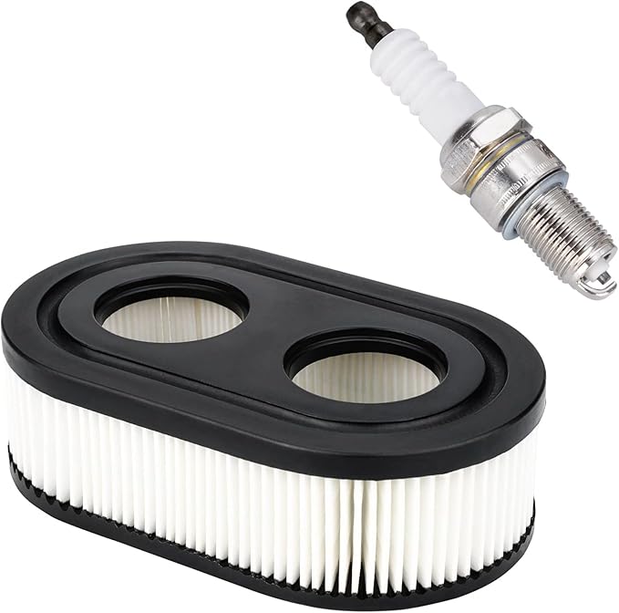 593260 Tool Parts Oval Air Filter with Spark Plug for Troy-Bilt TB110 TB115 TB200 TB230 TB330 TB370 Walk-Behind Lawn Mower : Garden & Outdoor