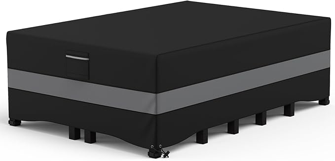 Patio Furniture Set - Waterproof, Heavy Duty Outdoor Couch & Sectional Sofa Cover - Table & Chair Cover - Curved, 90" L x 62" D x 28" H, Grey & Black