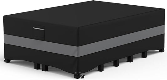 Patio Furniture Set - Waterproof, Heavy Duty Outdoor Couch & Sectional Sofa Cover - Table & Chair Cover - Curved, 90" L x 62" D x 28" H, Grey & Black